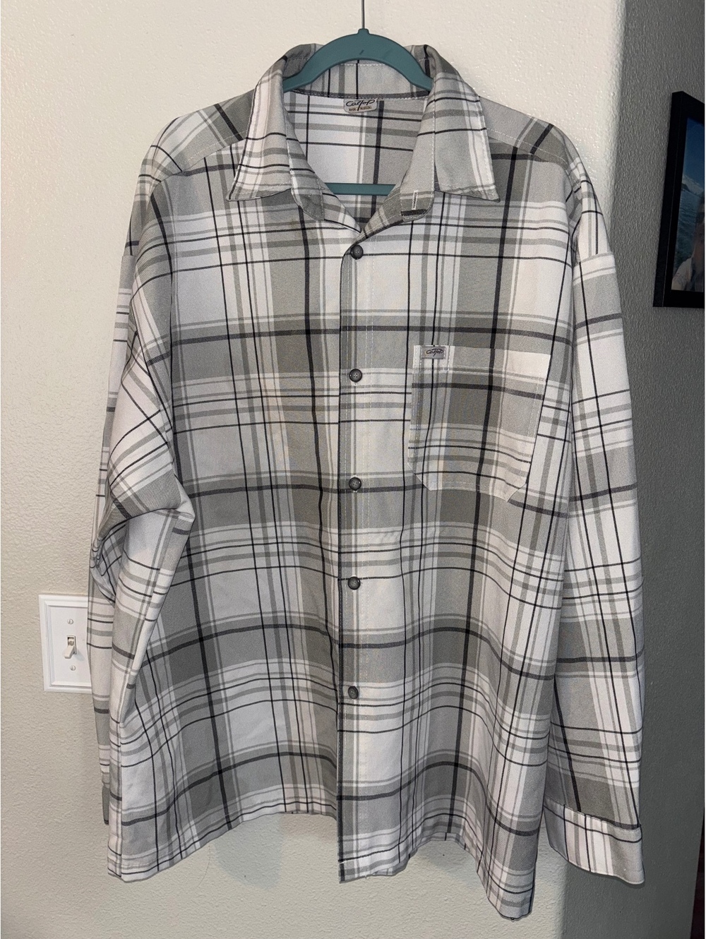 Vintage Caltop Gray Plaid Long Sleeve Button Up Shirt - Size XL